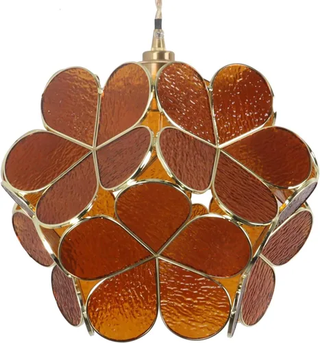 Miniatura 15 de Bieye L10749 - Lámpara colgante de techo de vidrio manchado estilo Tiffany con pantalla de 8 pulgadas de ancho (naranja, 8" flor de cerezo)