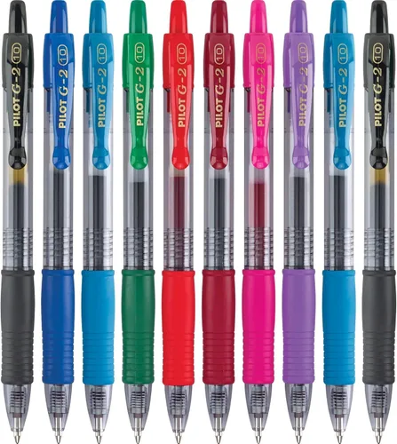 Pilot G2 Premium - Bolígrafos retráctiles de tinta de gel de alta calidad, punta gruesa (1.0mm), bolígrafos de gel 1.0, surtidos, paquete de 10