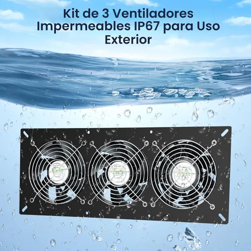 Miniatura 4 de Fanspex Kit de 3 ventiladores solares, ventiladores solares impermeables para gallinero al aire libre, invernadero y cobertizo, entrada o aire