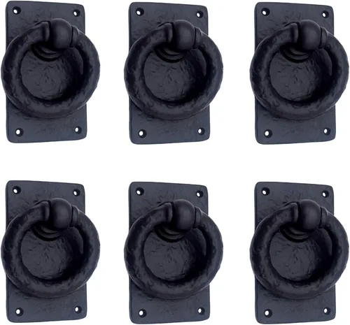 Miniatura 11 de Adonai Hardware "Adonikam" - Anillo de hierro fundido antiguo resistente para puerta de entrada frontal medieval (1 paquete, negro mate) para Mate
