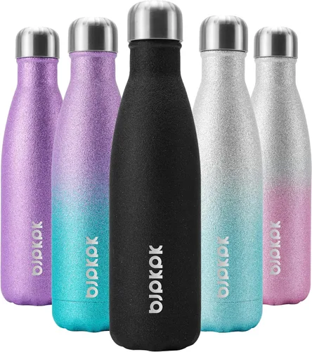 Miniatura 57 de BJPKPK Botella de Agua Aislada 17oz Botellas de Agua de Acero Inoxidable Apta para Lavavajillas Metal Térmica Mantiene Frío y Caliente, Gris Niebla