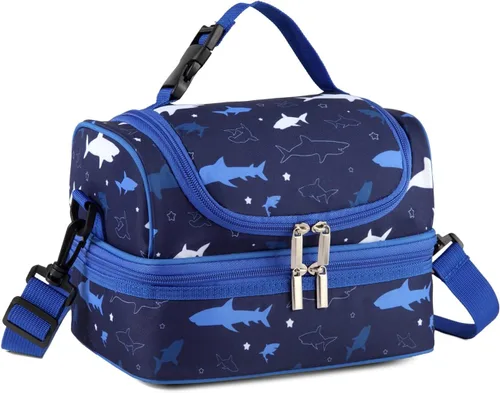 Miniatura 10 de VASCHY - Lonchera para niños, bolsas de almuerzo aisladas de dos compartimentos para niños y niñas con correa para el hombro para la escuela