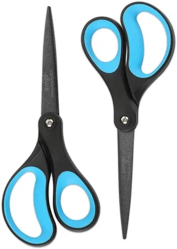 LIVINGO Paquete de 2 tijeras antiadherentes de titanio de 8 pulgadas, agarre cómodo profesional de acero inoxidable, multiusos, tijeras rectas para