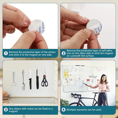 Miniatura 3 de DIYMAG Paquete de 12 imanes fuertes con adhesivo de doble cara, 1.26 x 0.12 pulgadas, redondo, permanente, potente, disco de neodimio, imán