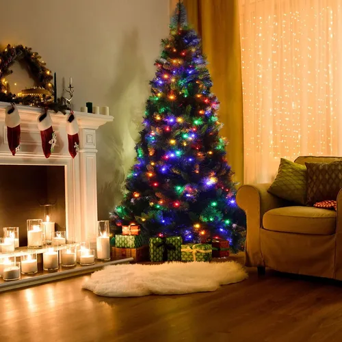 Miniatura 7 de Dazzle Bright - Luces de árbol de Navidad, 448 luces LED en cascada con control remoto y 8 modos de iluminación, 2.5 m X 16 líneas de luces