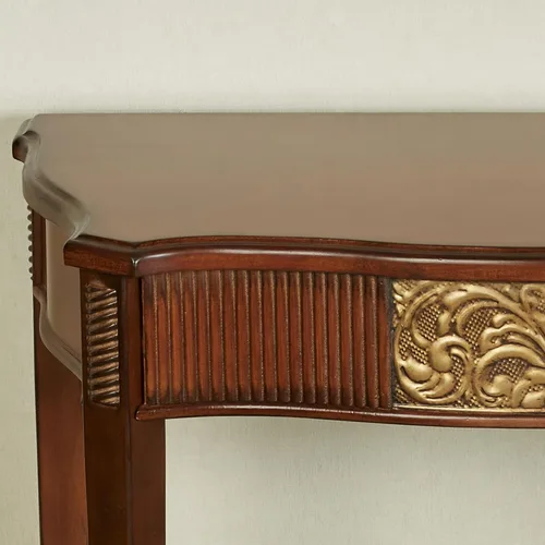 Miniatura 4 de Touch of Class Sarantino - Mesa consola de madera – Cereza natural con detalles dorados envejecidos – Muebles tradicionales decorativos Regal