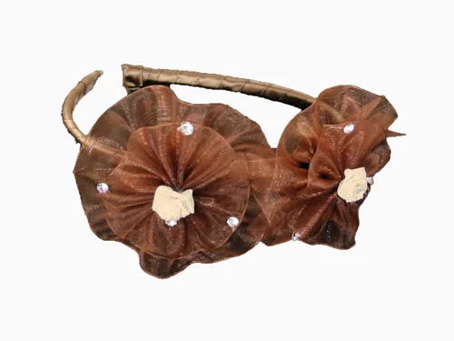 Miniatura 17 de Diadema de organza con lazo y diamantes de imitación (borgoña)