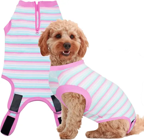 Miniatura 23 de Traje de Recuperación Wabdhaly para Perros, Traje de Cone de Perro con Cremallera Alternativa para Cirugía de Esterilización Femenina, Traje