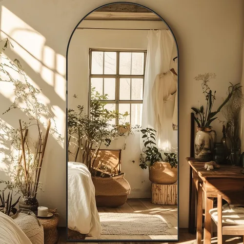 Miniatura 15 de Espejo de longitud completa, espejo arqueado grande de 76"x34", espejos de pie grandes, espejos altos para cuerpo, espejo de piso para dormitorio
