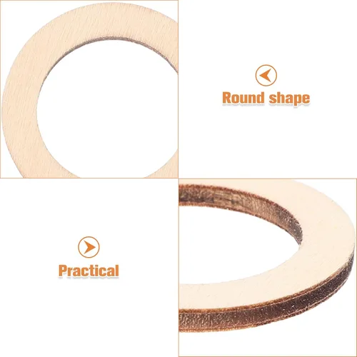 Miniatura 5 de TEHAUX Chips circulares de madera hueca natural, 200 unidades, discos de madera planos redondos de 1.18 pulgadas, pintables y aptos para pegar
