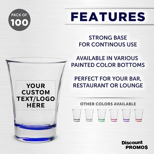 Miniatura 2 de Vasos de chupito personalizados de 2 onzas, juego de 100, paquete personalizado a granel, ideal para bodas, fiestas, cumpleaños, regalos, color azul