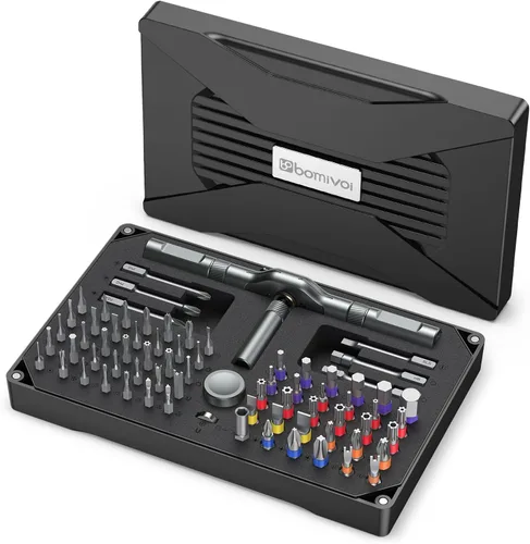 Bomivoi 74 en 1 juego de destornilladores magnéticos, juego de destornilladores de trinquete multi bit con mango desmontable, kit de herramientas de