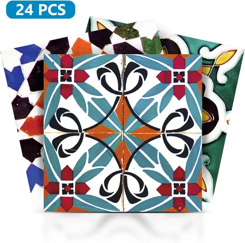 Miniatura 6 de Calcomanías para azulejos, juego de 24 piezas (2 x 12 piezas) auténticas calcomanías tradicionales de azulejos de Talavera, calcomanías