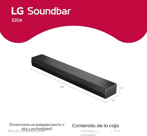 Miniatura 6 de LG S20A Barra de Sonido de 2.0 canales, Dolby Digital, Sinergia de TV, Interfaz Wow, DTS Digital Surround (Nuevo Modelo 2025)