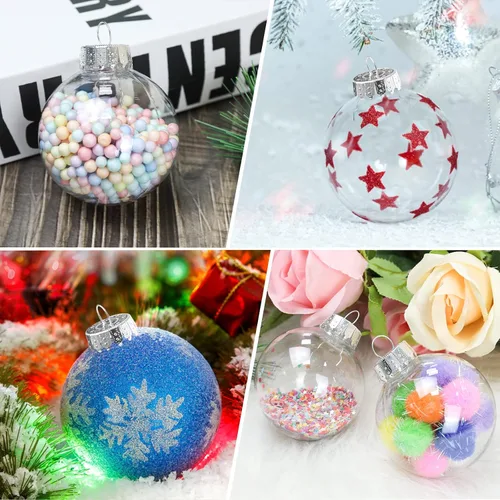 Miniatura 2 de 12 piezas de 60 mm Adornos de bolas de Navidad transparentes de plástico, 2.36'' redondas, de plástico transparente rellenables, DIY