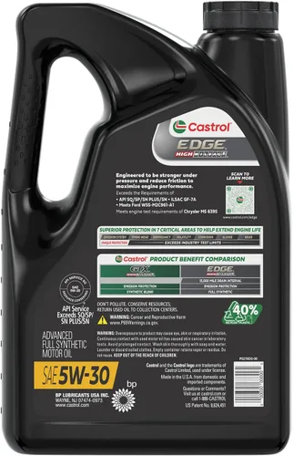Miniatura 3 de Castrol EDGE High Mileage 5W-30 Aceite de motor sintético avanzado completo, 5 cuartos de galón