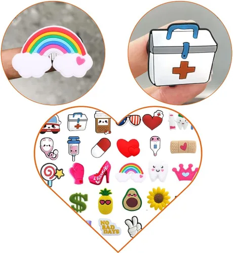 Miniatura 5 de Encantos de zapatos de enfermera, 30 piezas, lindo zapato médico, diferentes formas, accesorios de zapatos para sandaliaszapatos y pulserapulsera