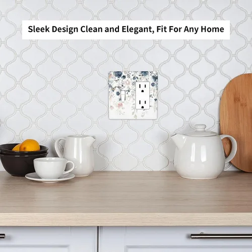 Miniatura 82 de Decorative Outlet Covers Blue Background White Cat Daisy Floral 2-Gang 1-Gang Wall Plate Single Toggle/Rocker Farmhouse Style Light Switch Covers