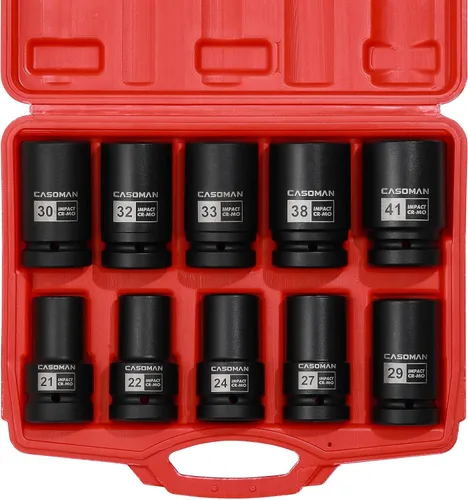 Miniatura 10 de CASOMAN Juego de dados de impacto para tuerca de eje del husillo de 1 pulgada de transmisión, profundo, de 1" a 2", juego de dados grandes