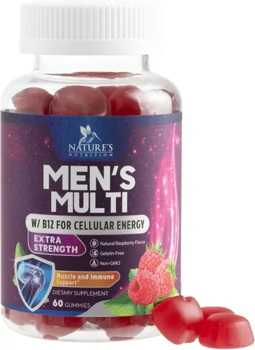 Multivitamínico para hombres – Gomitas multivitamínicas diarias completas para hombres con vitamina D, vitaminas B, zinc y más – energía, memoria,