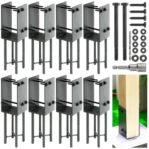 Miniatura 16 de 4"x4" (Real 3.5"x3.5") Soporte de poste en U de acero inoxidable, anclaje de poste para hormigón húmedo, soporte de base de poste resistente