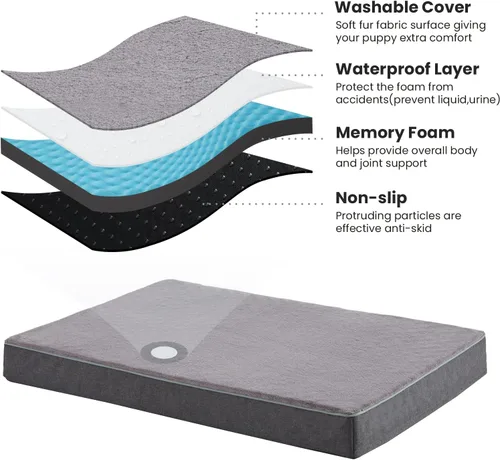 Miniatura 6 de Cama ortopédica de espuma viscoelástica para perros, camas refrescantes para perros medianos, camas lavables para mascotas para jaula con funda