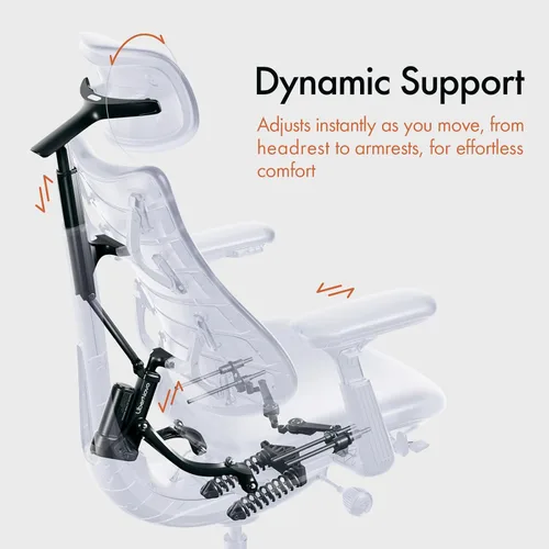 Miniatura 4 de LiberNovo Silla de oficina ergonómica dinámica con reposapiés StepSync, silla de escritorio con soporte lumbar adaptativo, reclinación de 160°