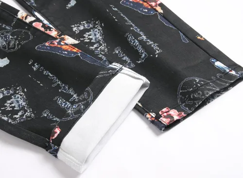 Miniatura 136 de Baylvn - Pantalones de mezclilla entallados y estampados para hombre con corte recto