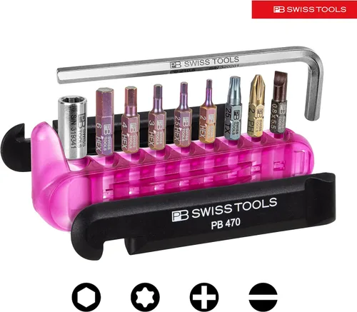 Miniatura 4 de PB Swiss Tools Bike Multitool PB 470 100% fabricado en Suiza, herramienta de bolsillo con brocas, llave Allen, adaptador de acero, palanca