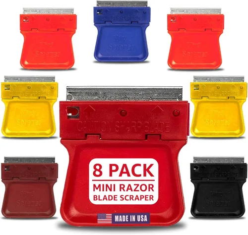 Mini raspadores originales de afeitar, paquete de 8 unidades fabricados en Estados Unidos para raspar calcomanías de pintura, etiquetas adhesivas y