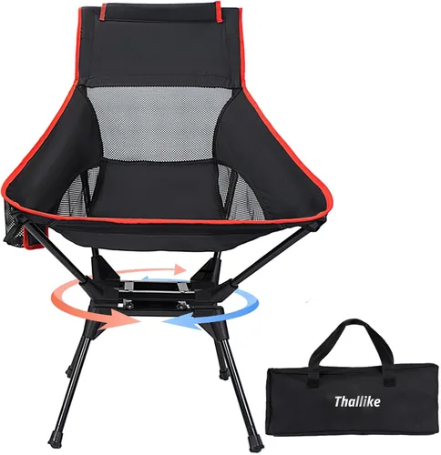 Miniatura 9 de Silla de camping giratoria de 360° mejorada para adultos, silla plegable portátil con soporte para tazas, mochila compacta ligera para exteriores