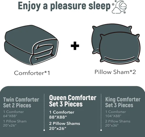 Miniatura 6 de downluxe Juego de edredón ultrasuave de micromink Sherpa Queen con 2 fundas de almohada - Juego de 3 piezas - Cypress - Manta y juegos de edredón