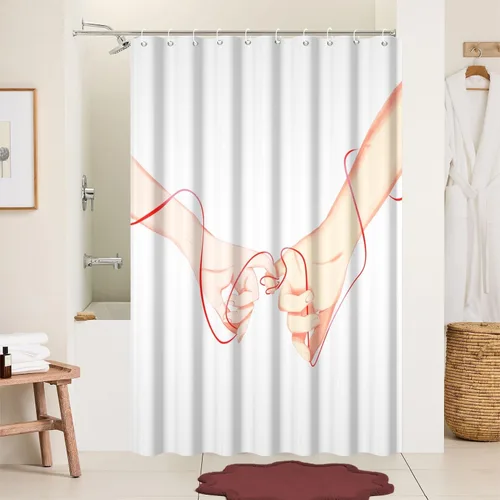 Miniatura 31 de Cortina de ducha de San Valentín para baño, 48 x 72 pulgadas, celosía, corazones de amor, impermeable, para tina, tina de caravana, rayas blancas