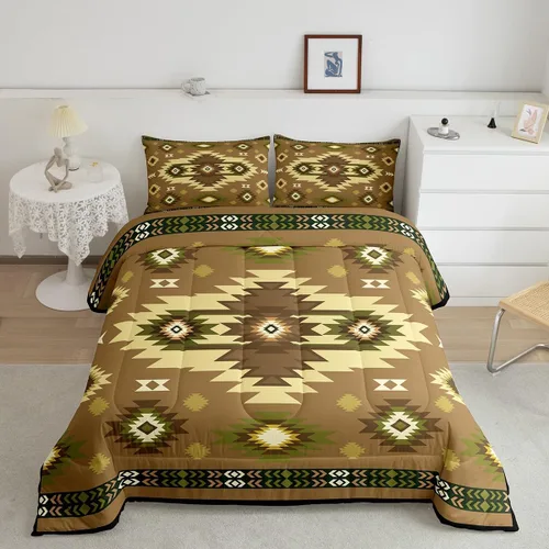 Miniatura 6 de Feelyou Juego de edredón geométrico del suroeste para niños y niñas, edredón nativo del suroeste, tamaño individual, juego de ropa de cama