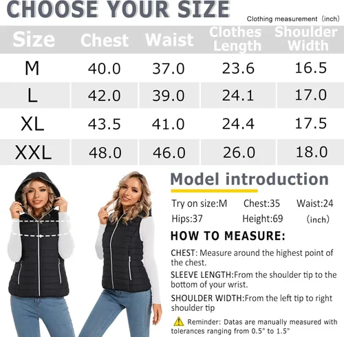 Miniatura 4 de DULCET Women's Hoodie Vest Soft Light weight Quilted Winter Gilet With Zip Up Pockets