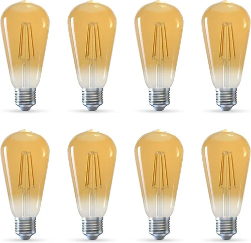 Miniatura 56 de Jensense Bombillas LED Edison E26, 60 vatios equivalentes, bombillas regulables, 2300 K, luz blanca cálida (cristal ámbar), estilo vintage