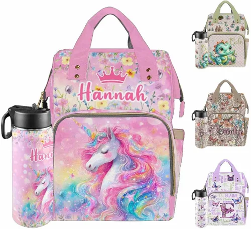 Miniatura 15 de Mochilas personalizadas con nombre personalizado para bebé, bolsa de pañales con monograma con bolsillos térmicos para adultos y niños, impermeable