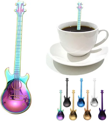 Miniatura 4 de COMIART - Cucharas de té de acero inoxidable 18/10 de 4.7 pulgadas, para mezclar guitarra, café, té, saludable, elegante, multifuncional, para café