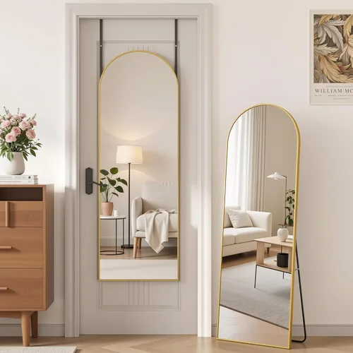 Miniatura 32 de Antok Espejo de Cuerpo Completo, 59"x18" Espejo de Piso, Espejo de Piso Arqueado de Pie Independiente Espejos de Cuerpo Completo con Soporte