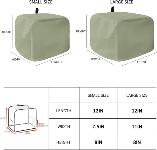 Miniatura 3 de Cubierta para tostadora verde salvia, a prueba de polvo, 2 rebanadas, cubierta para hacer pan, 12 x 7.5 x 8 pulgadas