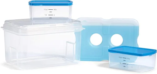 Miniatura 4 de Fit & Fresh 216HL - Juego de entrada con bolsa de hielo, 3 recipientes reutilizables para control de porciones, sin BPA, apto para microondas