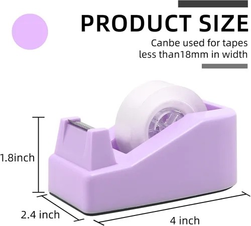 Miniatura 2 de Dispensador de cinta de escritorio resistente, accesorios de escritorio para oficina floral, dispensadores de cinta para oficina, base Púrpura