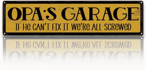 Miniatura 20 de Metal Fathers Day Gift, Retro Metal Tin Sign, Man Cave Decor, Papa's Garage, If He Can't Fix It We're Screwed, Garage Workshop Decor, Gift for Papa