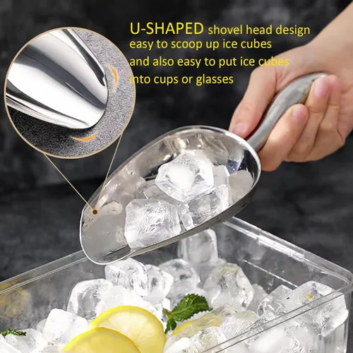 Miniatura 4 de Cuchara de hielo de metal para congelador, pequeña cuchara de hielo para máquina de hielo, cuchara de hielo de acero inoxidable de 6 onzas, cuchara