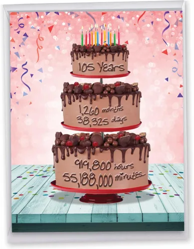 Miniatura 13 de NobleWorks - Tarjeta de felicitación de cumpleaños de 105º hito gigante de 8.5 x 11 pulgadas con sobre (paquete de 1) tarjeta grande, de gran