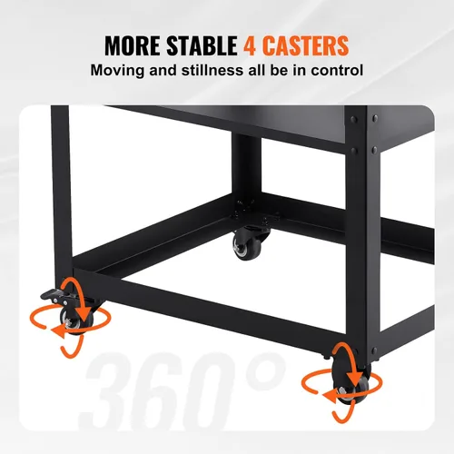 Miniatura 4 de VEVOR Soporte para cepilladora, cargas pesadas de 100 lbs / 45 kg, mesa de cepilladora de espesor ajustable en altura de tres marchas, con 4 ruedas