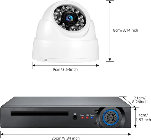 Miniatura 8 de Fuers Sistema de cámara de seguridad de vigilancia H.265+ de 8 canales con detección humana AI, 2 cámaras domo con cable 2592TVL de 5MP