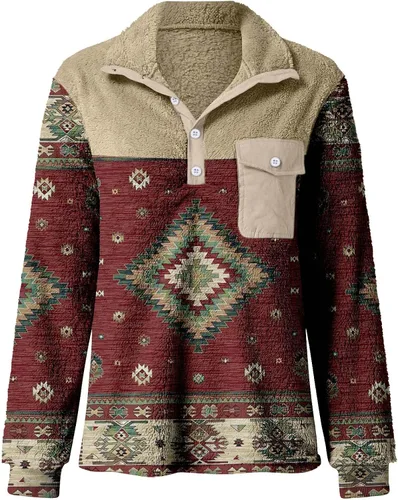 Miniatura 5 de Men's Loose Lapel Button Sweatshirt Pullover Comfortable Long Sleeve Shirt 3D Printed Casual Fashion Blouse Tops