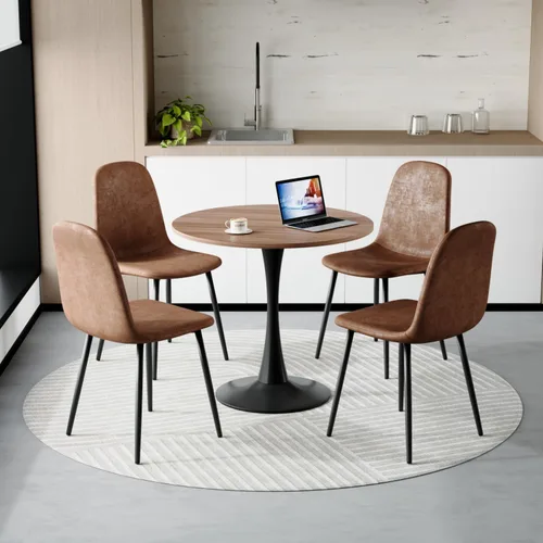 Miniatura 15 de Mesa redonda de cocina y sillas para 4, mesa de comedor redonda pequeña con sillas de gamuza de tela, juego de mesa de bistró de 32 pulgadas