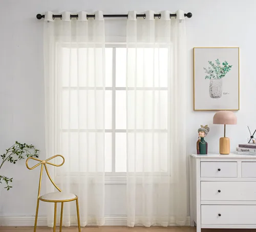 Miniatura 44 de PI - Cortinas traslúcidas con paneles pequeños, cortina transparente para ventana de cocina, mirador, 2 paneles
